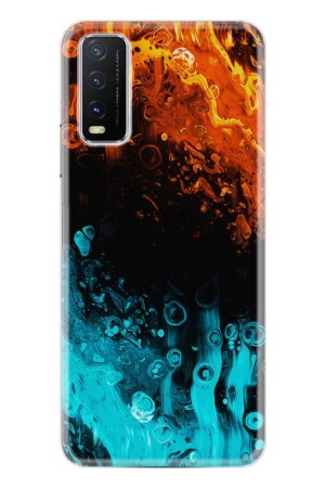 MNZ-Y11s غطاء القضية نمط السيليكون حصري لون البرتقال الأزرق 1665 y11sxozel5 - vivo