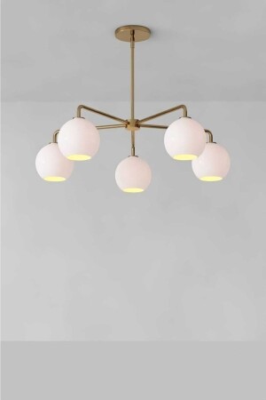 MNZ-Yağmur 5 قطع ذهبية شمعة حديثة (مع الزجاج الأبيض) YĞR-GOLD-05 - BSA LIGHTING