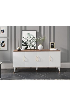 MNZ-Yağmur Walnut White Console الحديثة YagmurAmalfi - KZNMOB HOME