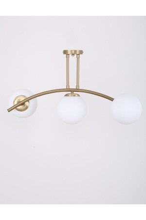 MNZ-Yay Antique Painted 3 Lamp White Glass Candlelier 10076213 - MŞ Aydınlatma