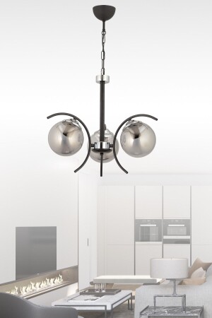 MNZ-Yazgı 3 قطع عصرية مدخنة الكرة الأرضية الزجاجية مصباح معلق مصباح YAZGI 3 قطع - ESSLİGHT