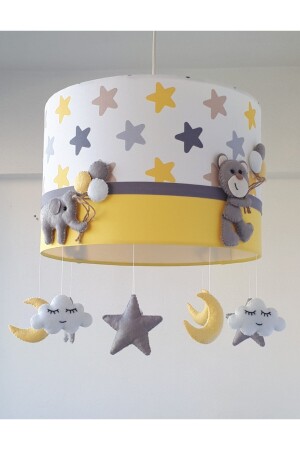 MNZ-Yellow Gray Brown Starry Elephant و Teddy Bear صورة طفل صبي أو فتاة غرفة الأطفال شمعة Filayi123 - atölye ay ışığı