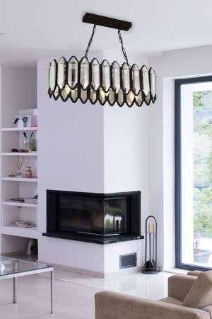 MNZ-Yezda مستطيل الأسود الكريستال، الحجر تصميم عصري غرفة الطعام، غرفة المعيشة الكريستال شمعة 3852-06S-BL - Apliqa