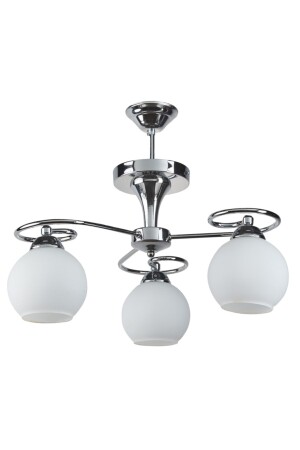 MNZ-Yonca طراز كروم حديث لون الزجاج الأبيض غرفة المعيشة - المطبخ - غرفة النوم 3-قطعة الشنادل yonca3Plus - Fer Avize