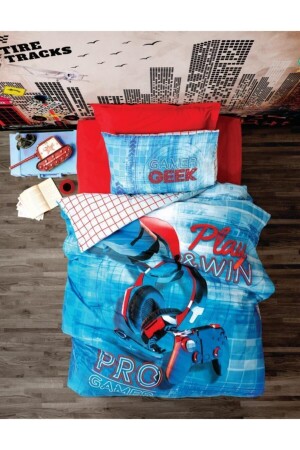 MNZ-Young Ranforce Duvet Cover Set لعبة واحدة أزرق nd_8680108056080 - Cotton Box