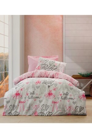 MNZ-Young Ranforce Duvet Cover Set واحد باليرينا الوردية nd_8680108056097 - Cotton Box