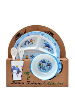 MNZ-Yunus Melamine طعام الأطفال طعام الصحنات الحاوية الكوب الملعقة مجموعة 5 VKS02 - Veletto