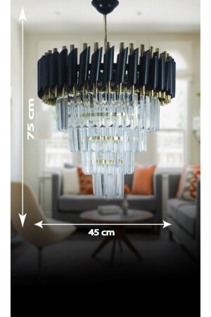 MNZ-Zamira 45 سم ذهبية بلورية الحجر الفاخرة شمعة مجموعة من 4 (الذهب الأسود) GB 45 - MATMAZEL AKSESUAR