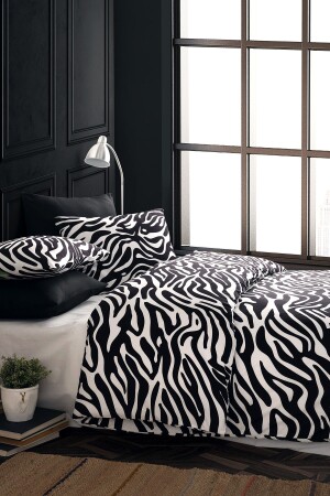 MNZ-Zebra 100% القطن Ranforce مزدوج غطاء غطاء مجموعة 200x220 CTNTZE20 - Cote Blanc