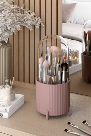 فرشاة الماكياج من طراز MNZ-Zebra و منظمة تجميل منظمة نظافة مع غطاء شفاف - Pufwin Home