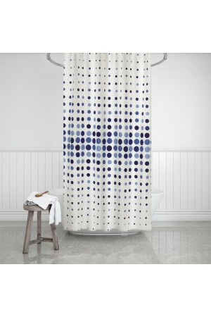 MNZ-Zethome Blue Polka Dot الحمام الستائر الجناح الواحد 1x180x200 الستائر المياه BAPEVD4961MAVT - Zethome