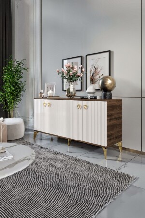 مكنسة MNZ-Zeugma MDF غطاء المبرونة Ecru Walnut Gold KNS1101 - Mapa