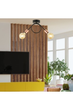 MNZ-Zeyrek 2 قطعة مصباح عجلة نحاس رياضي حديث صالة صالة غرفة المعيشة شمعة 3457-02C-BL - Apliqa