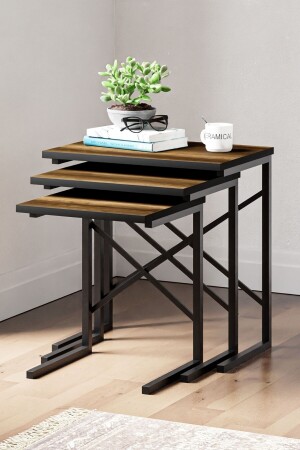 MNZ-Zg1 3 قطع طاولة قهوة العشب ، طاولة قهوة معدنية - ساكرامنتو ZG1-3653S - Ceramical