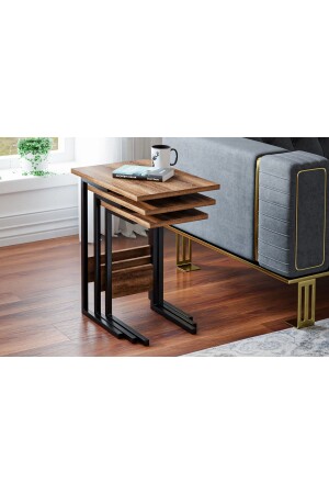 MNZ-Zg3 3 مقاعد طاولة قهوة مستقرة، طاولة قهوة معدنية - Oak ZG1-3653S - Ceramical