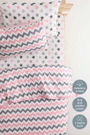 MNZ-Zigzag نمط القطن الواحد غطاء غطاء غطاء مع الأوراق المطوية - وردي - Favora