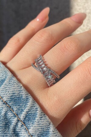 MNZ-Zircon حجر الصليب قابلة للتعديل نموذج حلقة الفضة - Serelia