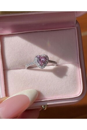 حلقة علاقة خطيرة من طراز MNZ-Zircon مع حجر قلب وردي، حلقة قلب وردية قابلة للتعديل - Hkn Avm Accessories