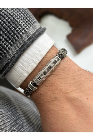 MNZ-Zircon حجر مطرز الجلد الأصلي سوار الرجال CQbracelet00532 - cheetah quality