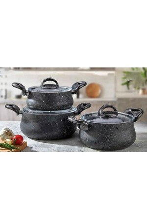 MNZ-Zk-049 Zetra 3-piece غرانيت ديف بوت مجموعة مع غطاء الزجاج الصبراء EDA-ZK049 - Eda