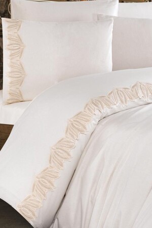 MNZ-Zuma Duvet Cover Set كريم كابوتشينو CD441592 - Çeyiz Diyarı