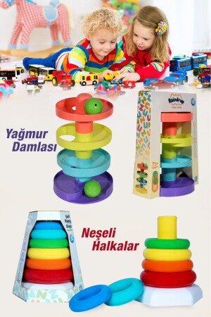 مجموعة ألعاب المبتدئة للطفل من طراز MNZ-Zuzu 3 قطرات المطر والحلقات المرحة - Zuzu Toys