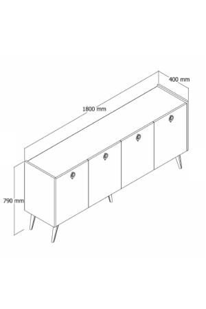 Mobilya Kaya Ceviz Konsol 4 Kapaklı Raflı 180 Cm KK180 - 8