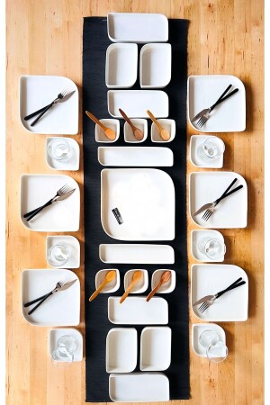 Modern 47 Parça 6 Kişilik Porselen Kahvaltı Takımı - Casa De Bella