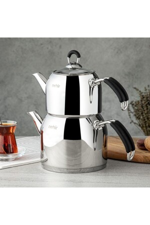 Modern Çelik Maxi Boy Çaydanlık Takımı YSFHOME MODERN MAX - Nehir