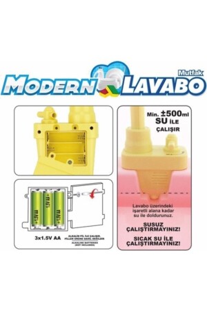 Modern Çeşmeli Lavabo Seti Pilli Mutfak Oyuncak Seti modern_01 - 7