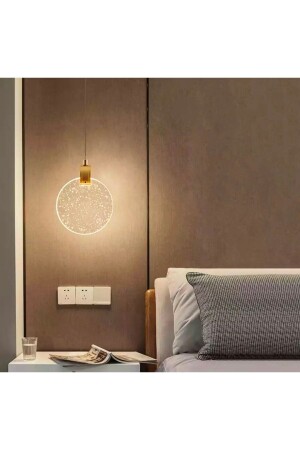 Modern Elegance Luxury Tekli Sarkıt Kristal Camlı Led Avize Gold Sarı Ledli Avize fico0145 - 1