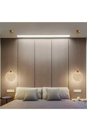 Modern Elegance Luxury Tekli Sarkıt Kristal Camlı Led Avize Gold Sarı Ledli Avize fico0145 - 3