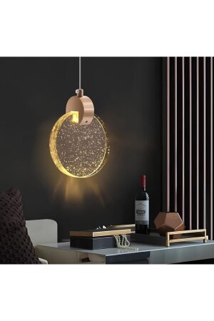 Modern Elegance Luxury Tekli Sarkıt Kristal Camlı Led Avize Gold Sarı Ledli Avize TYC00399969341 - 1