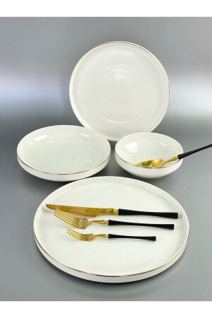 Modern Gold 48 Parça Lüx Porselen Yemek Tk 12 Kişilik - Pink&More