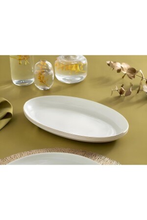 Modern Gold Altın 2li 30 Cm Porselen Büyük Boy Kayık Sunum Tabağı Servis Seti - 2