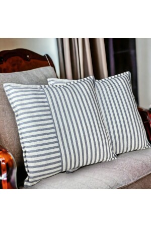 MNZ-Modern Gray Stripped Cotton Decorative Pillow/Cushion Cover - Chintar