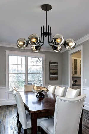 MNZ-Modern Idil مدخن غلق مغلق قضية سوداء ستة شمعة İDİLGLOBEAVİZE - trend avize