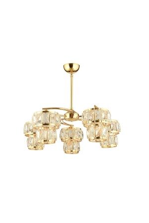 Modern Kristal Taşlı Beşli Sarkıt Avize Gold Sarı Şık Görsel fico0541 - 1