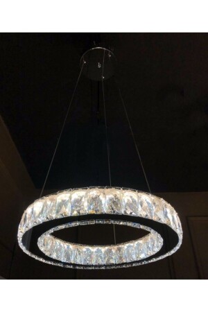 Modern Krom Sarkıt Kristal Taşlı Power Led Kumandalı 3 Renk Avize SAFİR40 - 3