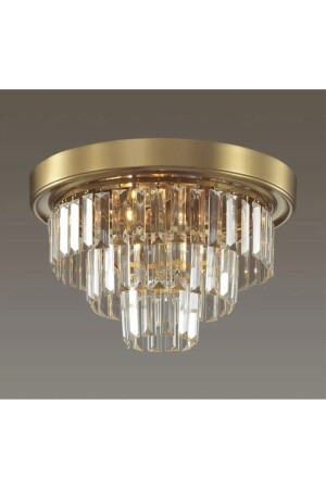 Modern Lüks Kristal Taşlı Plafonyer Tavan Avize Eskitme Bronz 30 Cm Çap TYCLUCE13N169168203551025 - 2