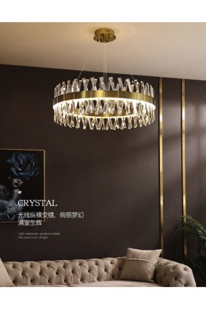 Modern Luxury Kristal Avize Kristal Taşlı Power Led Avize Bronz 50'lik burenze550 - 1