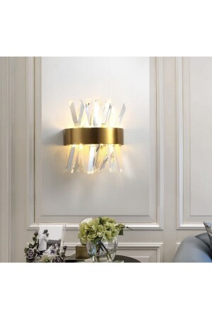 Modern Luxury Kristal Taşlı Ledli Aplik Gold Eskitme Concept Ürün fico0636 - 3