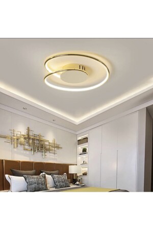 Modern Luxury Plafonyer Tavan Led Avize Gold Sarı Büyük Boy Ledli Avize burenze974 - 4