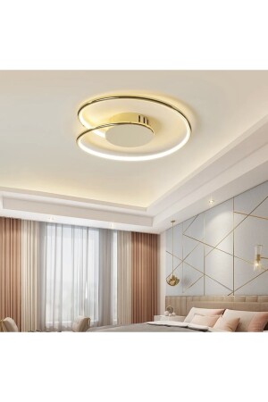 Modern Luxury Plafonyer Tavan Led Avize Gold Sarı Büyük Boy Ledli Avize fico0737 - 3