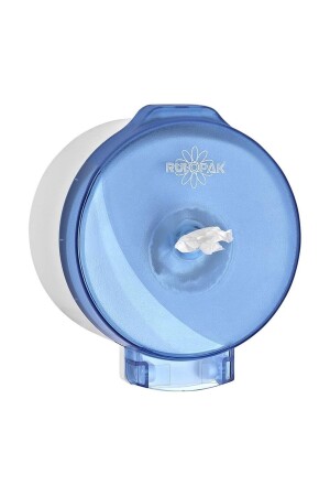 MNZ-Modern Mini Miser Heart-Pull Paper Toilet Dispenser شفاف الأزرق 303661 - Rulopak