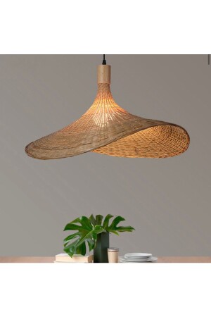 Modern Nordic Tasarım Bamboo Avize Hasır Avize 1.sınıf Kalite 300mm Çap Naturel Ferahlık Katar burenze7008 - 1