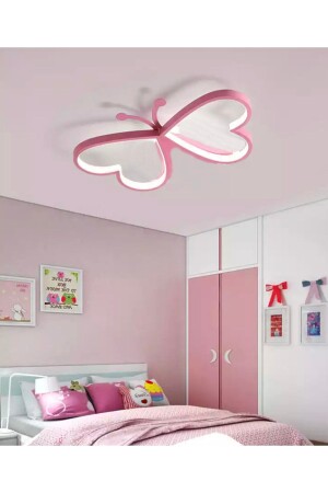 Modern Plafonyer Dimmerli Kelebek Tasarım Led Avize Pembe Butterfly Kademeli Kumandalı 3 Renk burenze1199 - 2