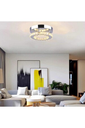 Modern Plafonyer Kristal Taşlı 3 Renk Kumandalı Led Avize LUNAPV-1 - 6