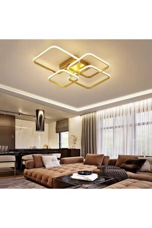 Modern Plafonyer Led Avize Gold Sarı Kare Gün Işığı fico0343 - 3