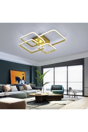 Modern Plafonyer Led Avize Gold Sarı Kare Gün Işığı fico0343 - 5